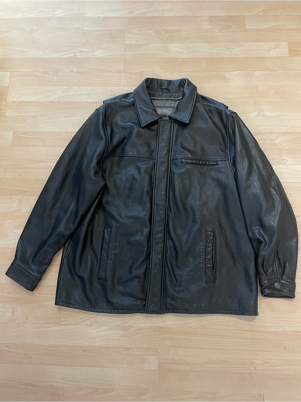Wilsons Leather Black Men's Leather Jacket heavyweight and clean lines